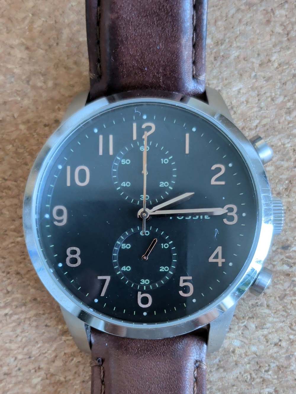 Fossil Townsman Chronograph - Leather Strap - rose gold numbers and hands 44mm
